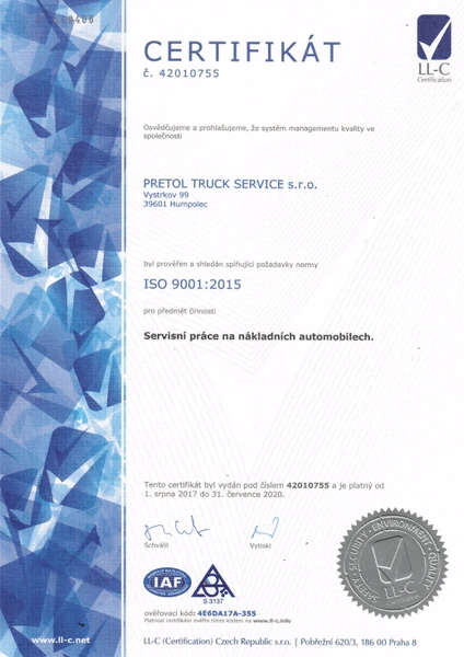 ISO 9001:2015 PRETOL TRUCK SERVICE